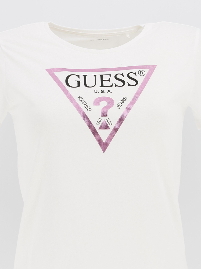 T -shirt uni logo blanc fille - Guess