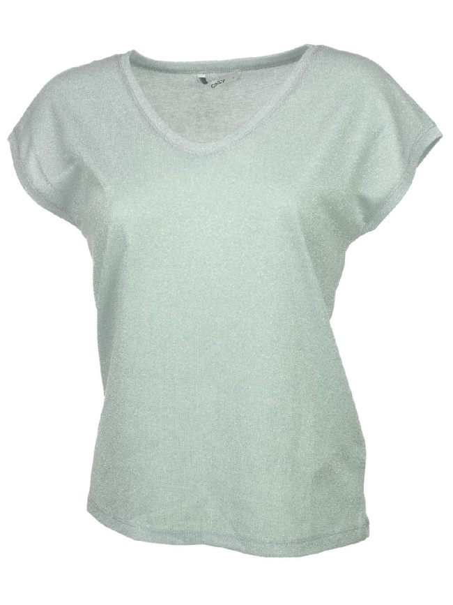 T-shirt top silvery paillettes gris femme - Only