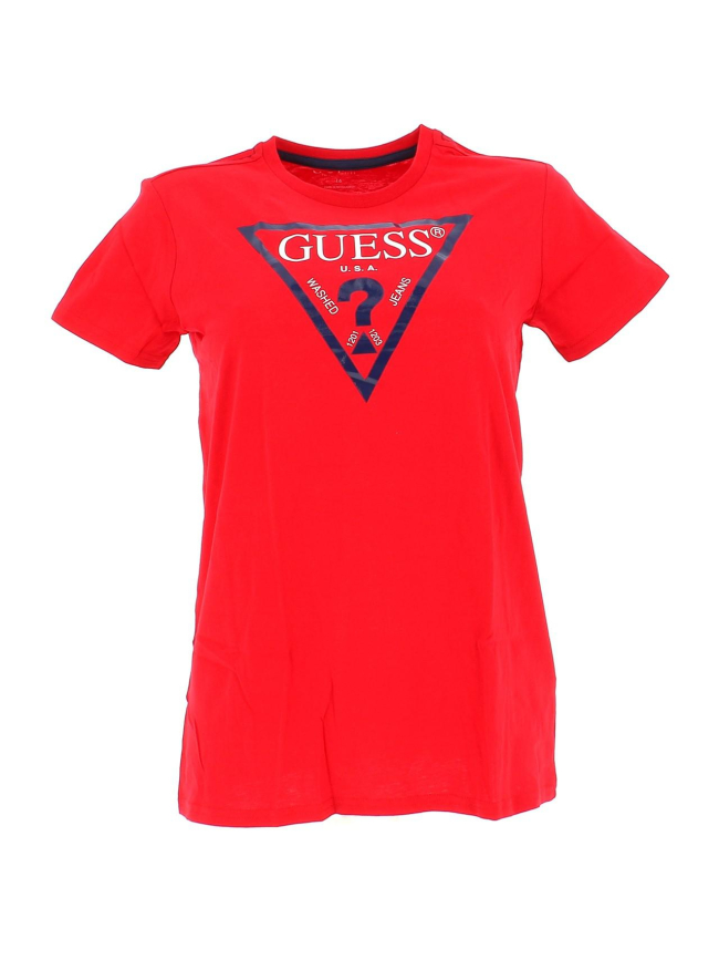 T-shirt uni logo rouge fille - Guess