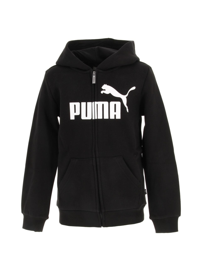Sweat à capuche zippé logo noir enfant - Puma