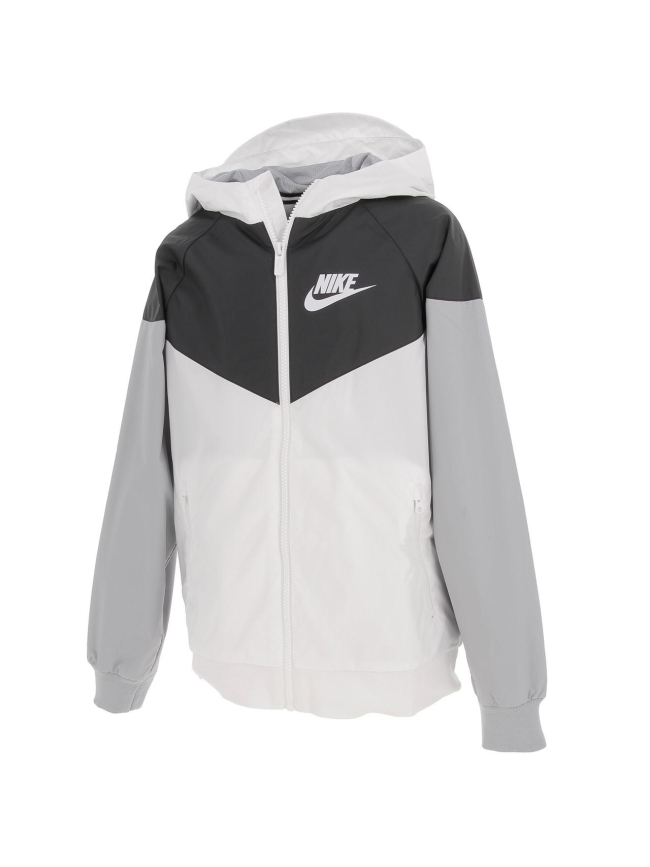Veste de sport à capuche windrunner noir blanc garçon - Nike