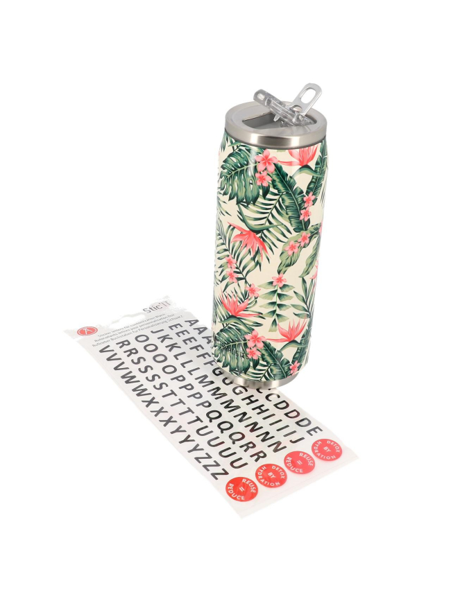 Gourde canette inox 500 ml palmier blanc - Les Artistes