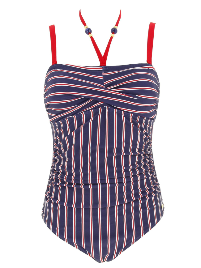 Maillot de bain 1 pièce martinique bleu/rouge femme - Treeker 9