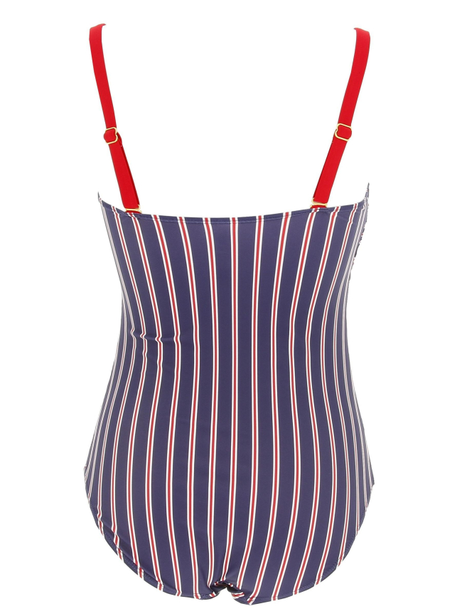 Maillot de bain 1 pièce martinique bleu/rouge femme - Treeker 9