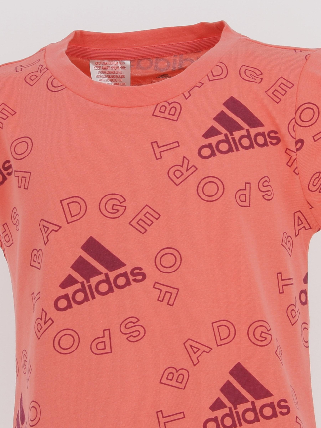 T-shirt de sport logo essential rose fille - Adidas
