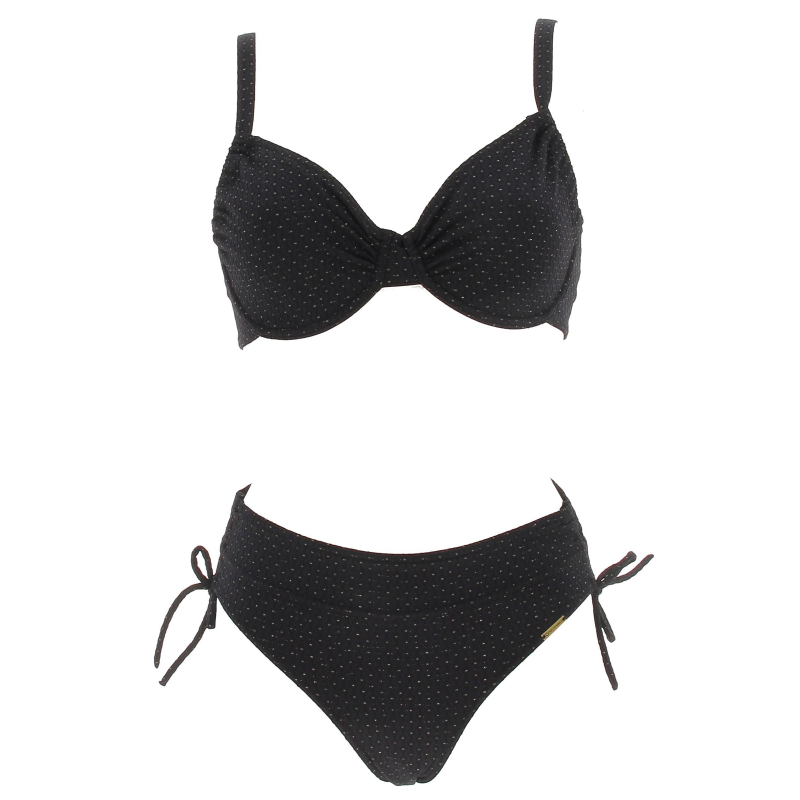 Maillot de bain 2 pièces zig zag noir femme - Grain De Sable