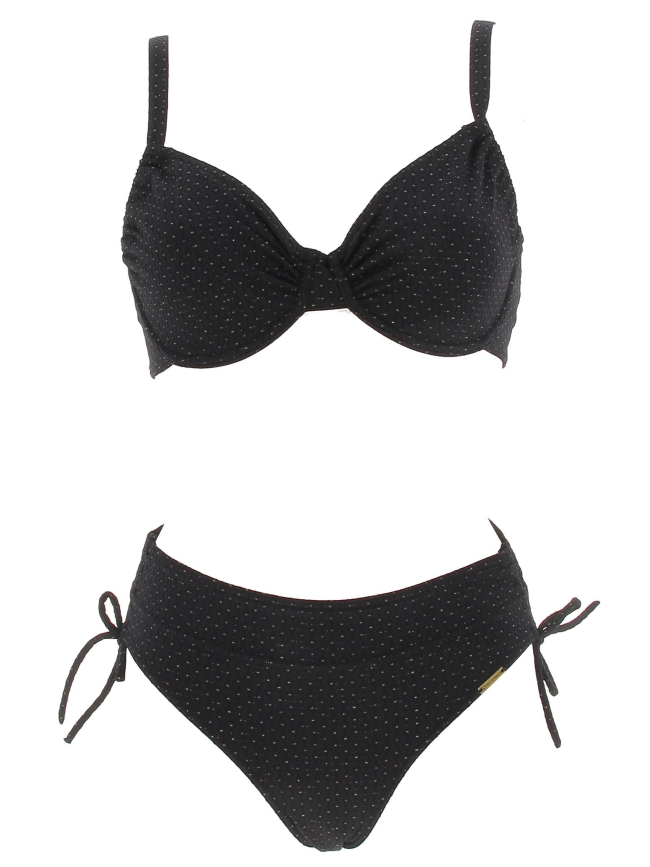 Maillot de bain 2 pièces zig zag noir femme - Grain De Sable