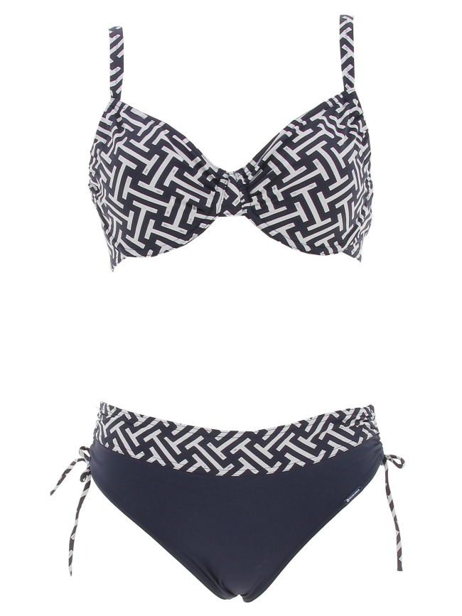 Maillot de bain 2 pièces zig zag bleu femme - Grain De Sable