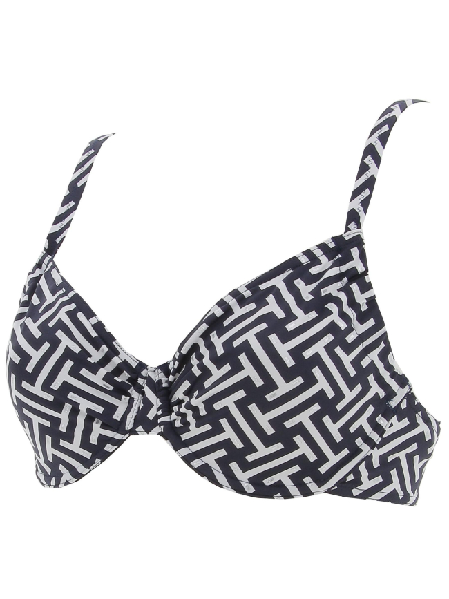 Maillot de bain 2 pièces zig zag bleu femme - Grain De Sable