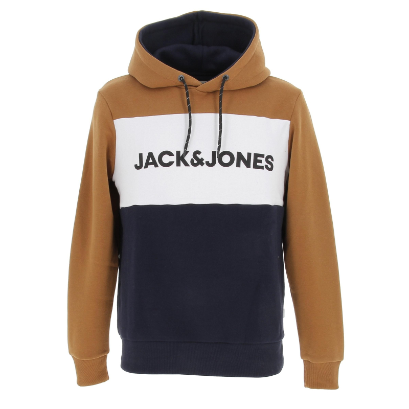 Sweat à capuche blocking marron homme - Jack & Jones