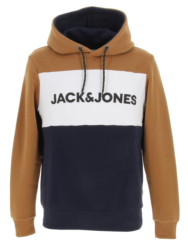 Sweat à capuche blocking marron homme - Jack & Jones