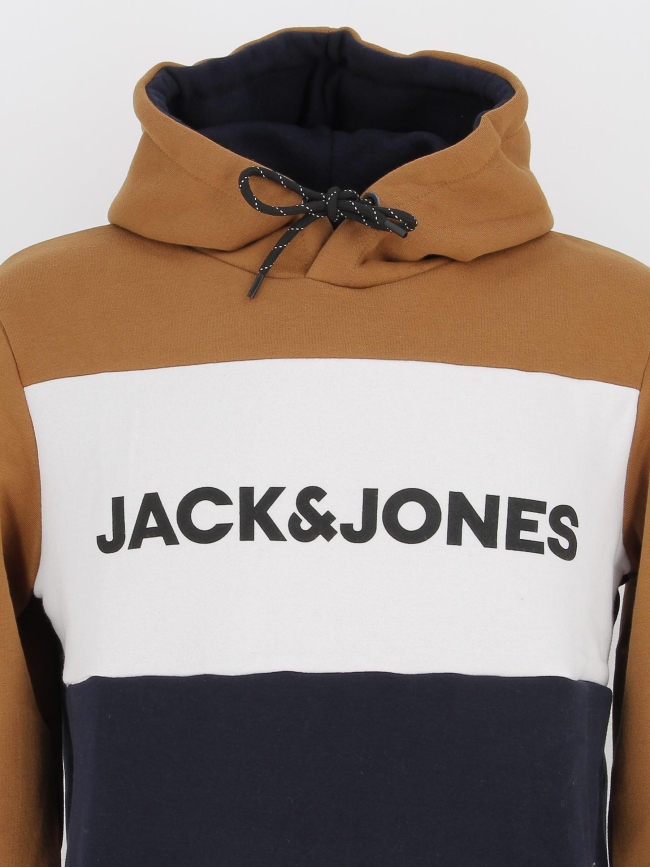 Sweat à capuche blocking marron homme - Jack & Jones