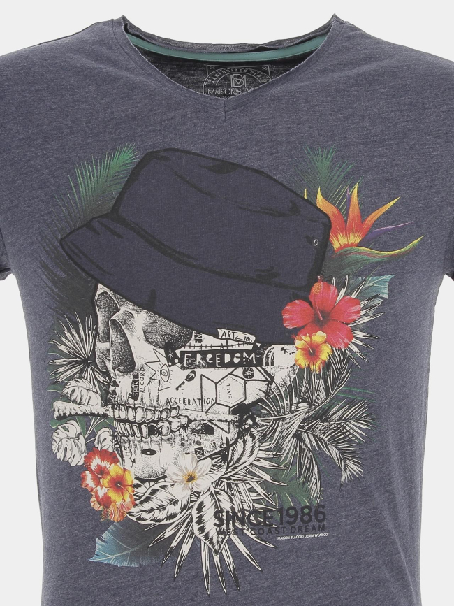 T-shirt mebano skull bleu marine homme - La Maison Blaggio