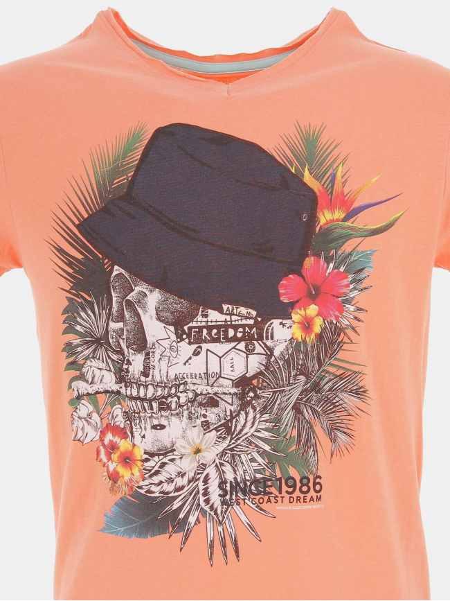 T-shirt mebano corail orange homme - La Maison Blaggio