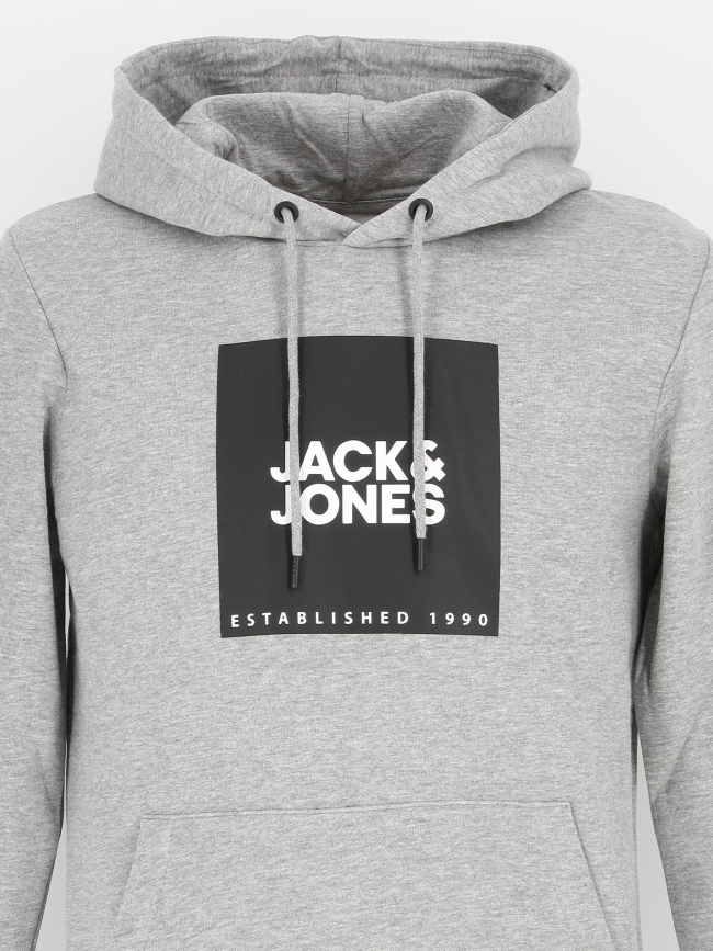 Sweat à capuche big logo gris homme - Jack & Jones