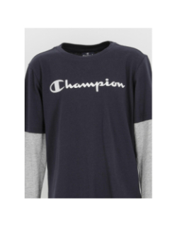 T-shirt manches longues overlay bleu marine garçon - Champion