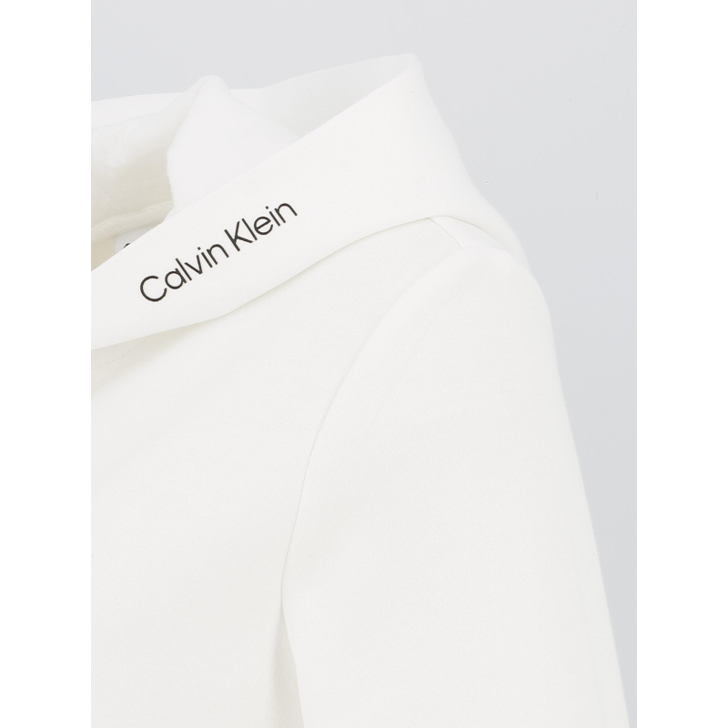 Sweat à capuche zip micro logo blanc femme Calvin Klein wimod