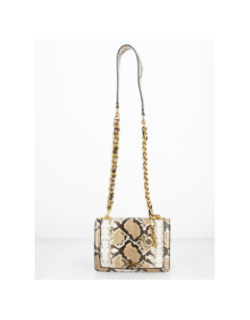 Sac bandoulière abey flap python beige femme - Guess