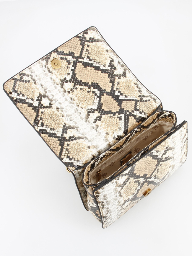 Sac bandoulière abey flap python beige femme - Guess