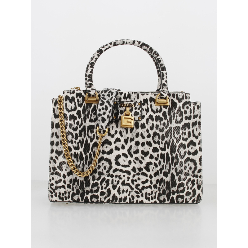 Sac à main centre léopard noir femme - Guess