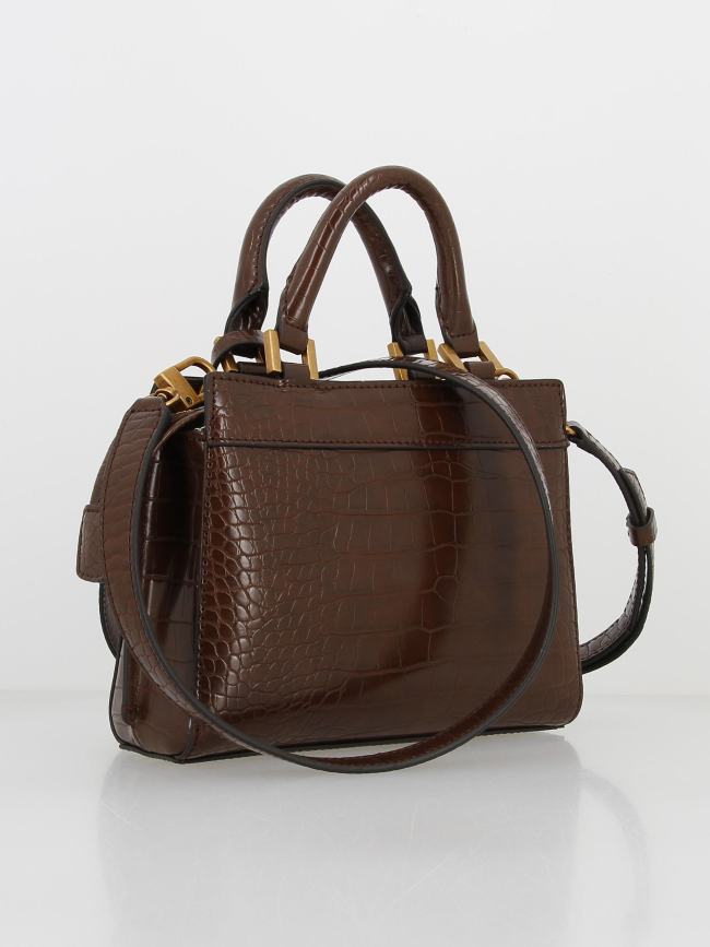 Sac à main mini katey croco marron femme - Guess