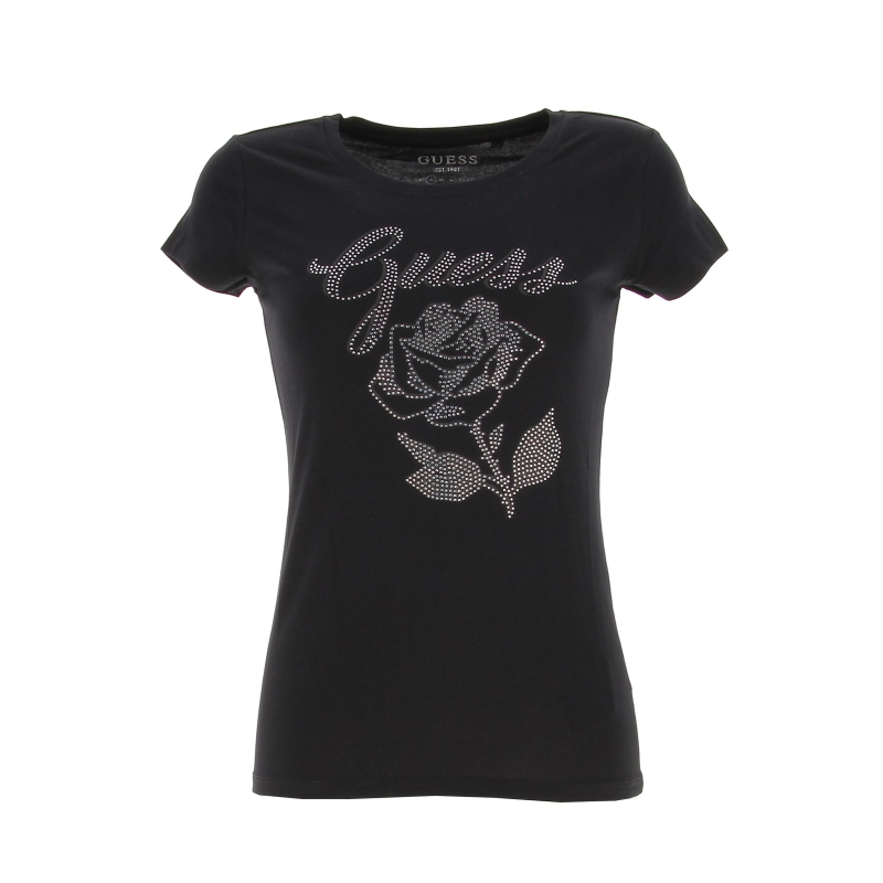 T-shirt rose logo noir femme - Guess