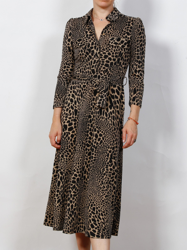 Robe longue robbie léopard beige femme - Morgan