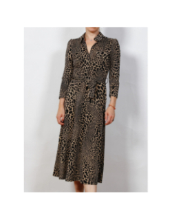 Robe longue robbie léopard beige femme - Morgan