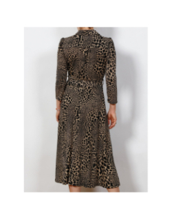 Robe longue robbie léopard beige femme - Morgan