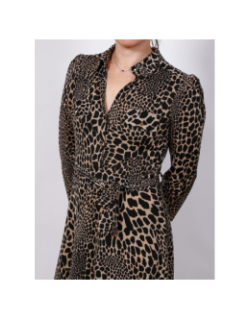 Robe longue robbie léopard beige femme - Morgan