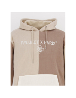 Sweat à capuche colorblock beige homme - Project X Paris