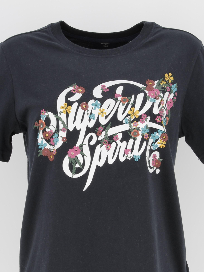 T-shirt script floral bleu marine femme - Superdry