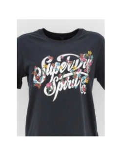 T-shirt script floral bleu marine femme - Superdry