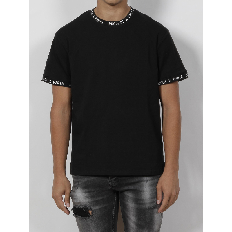 T-shirt col imprimé noir homme - Project X Paris