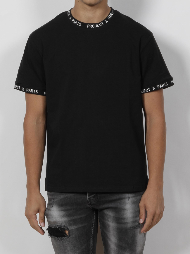 T-shirt col imprimé noir homme - Project X Paris