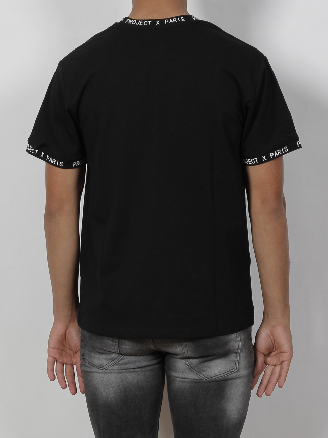 T-shirt col imprimé noir homme - Project X Paris