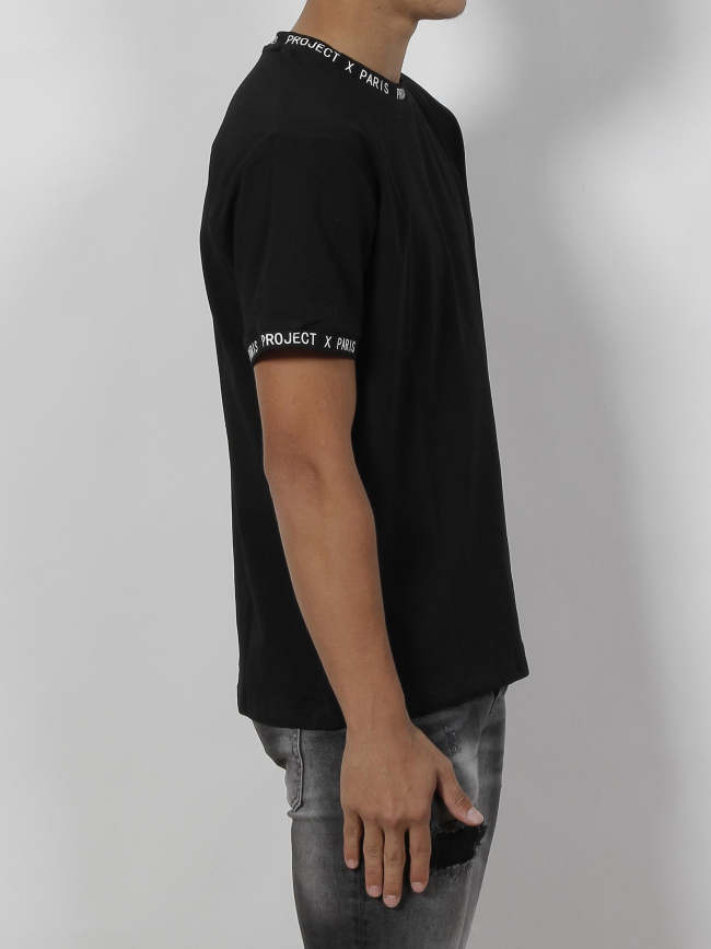 T-shirt col imprimé noir homme - Project X Paris
