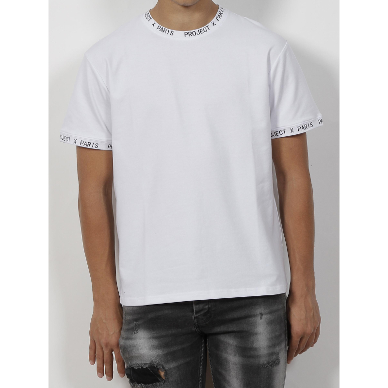T-shirt col imprimé blanc homme - Project X Paris