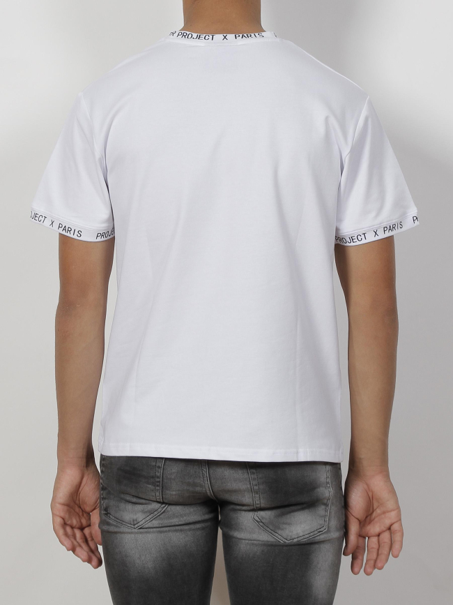T-shirt col imprimé blanc homme - Project X Paris