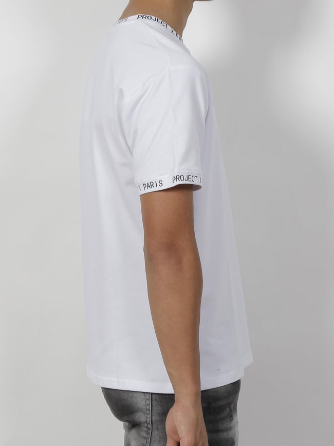 T-shirt col imprimé blanc homme - Project X Paris