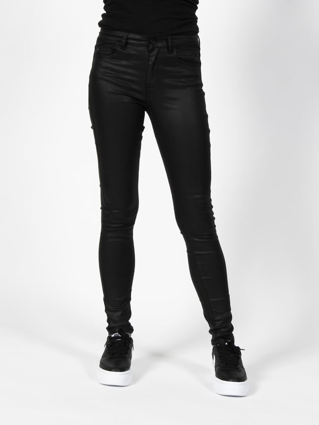 Pantalon slim enduit noir femme - Only