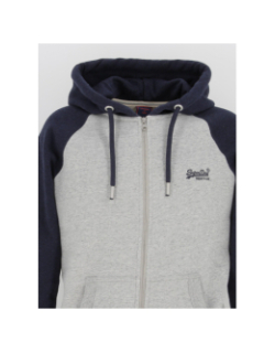 Sweat à capuche zippé baseball gris homme - Superdry