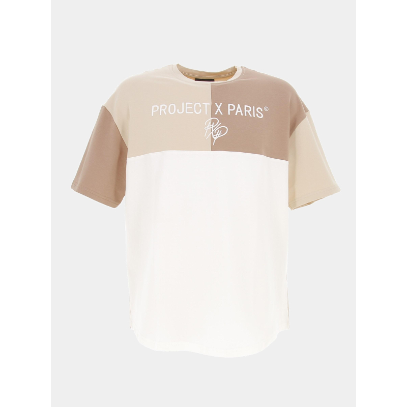 T-shirt mc color block beige homme - Project X Paris
