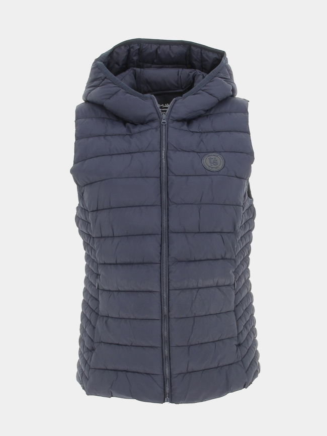 Doudoune sans manche capuche terry bleu femme - Teddy Smith