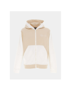 Sweat à capuche zippé bicolore beige - Project X Paris