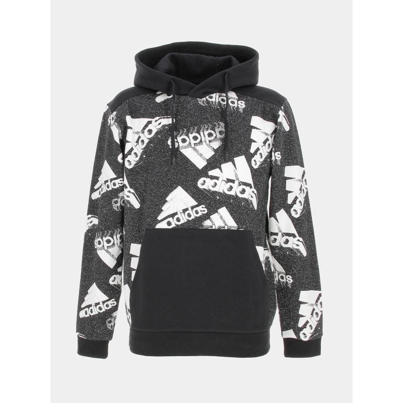 Sweat à capuche logo 3 bandes noir homme - Adidas