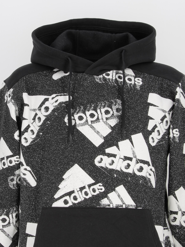 Sweat à capuche logo 3 bandes noir homme - Adidas