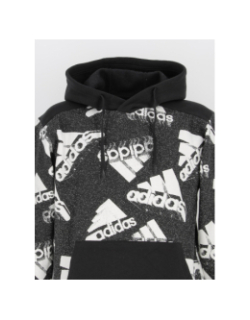 Sweat à capuche logo 3 bandes noir homme - Adidas