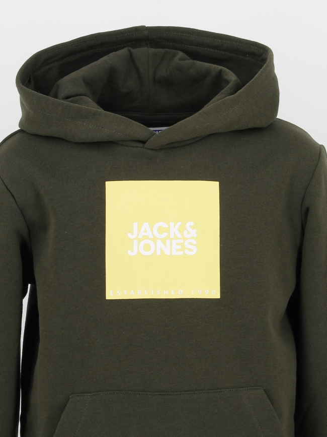 Sweat à capuche lock kaki garçon - Jack & Jones