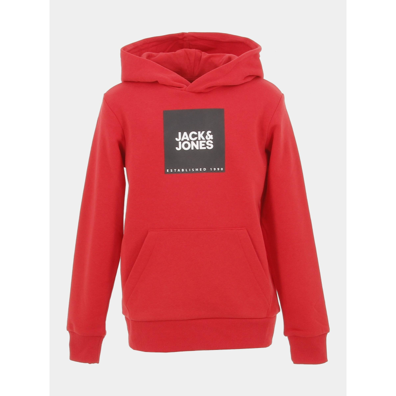 Sweat à capuche lock rouge garçon - Jack & Jones